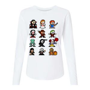 Pixel Art 8bit Horror Halloween Scary Character Womens Cotton Relaxed Long Sleeve T-Shirt