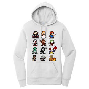 Pixel Art 8bit Horror Halloween Scary Character Women's Pullover Hoodie