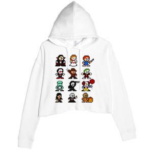 Pixel Art 8bit Horror Halloween Scary Character Crop Fleece Hoodie