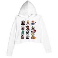 Pixel Art 8bit Horror Halloween Scary Character Crop Fleece Hoodie