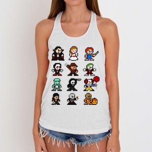 Pixel Art 8bit Horror Halloween Scary Character Women's Knotted Racerback Tank