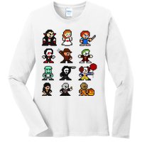 Pixel Art 8bit Horror Halloween Scary Character Ladies Long Sleeve Shirt