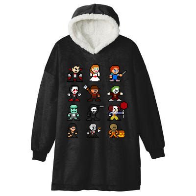 Pixel Art 8bit Horror Halloween Scary Character Video Games Hooded Wearable Blanket