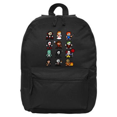Pixel Art 8bit Horror Halloween Scary Character Video Games 16 in Basic Backpack