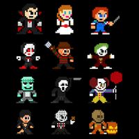 Pixel Art 8bit Horror Halloween Scary Character Video Games 16 in Basic Backpack