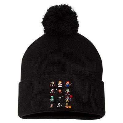 Pixel Art 8bit Horror Halloween Scary Character Video Games Pom Pom 12in Knit Beanie