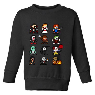 Pixel Art 8bit Horror Halloween Scary Character Video Games Toddler Sweatshirt