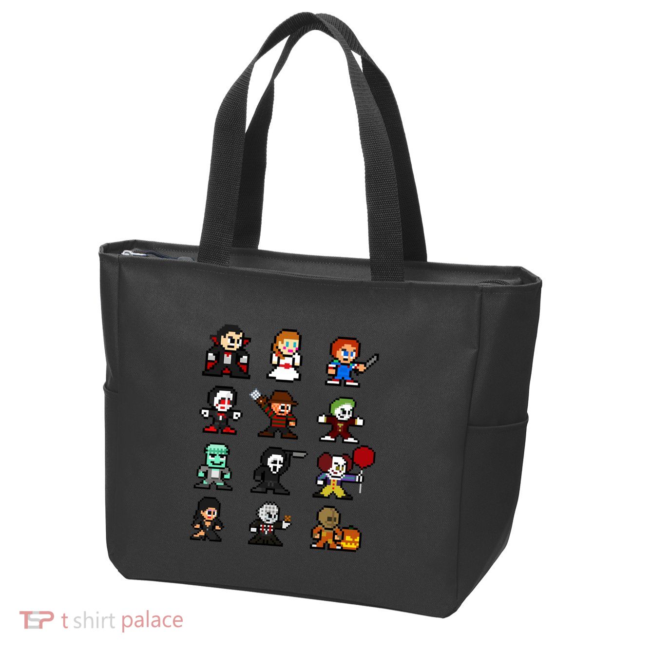 Pixel Art 8bit Horror Halloween Scary Character Video Games Zip Tote Bag