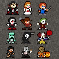 Pixel Art 8bit Horror Halloween Scary Character Video Games Cotton Canvas Backpack