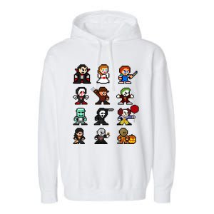 Pixel Art 8bit Horror Halloween Scary Character Video Games Garment-Dyed Fleece Hoodie