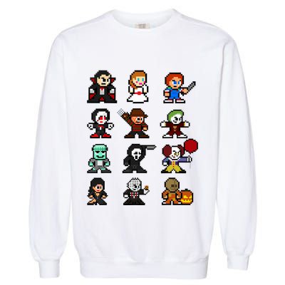 Pixel Art 8bit Horror Halloween Scary Character Video Games Garment-Dyed Sweatshirt