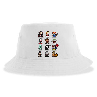 Pixel Art 8bit Horror Halloween Scary Character Video Games Sustainable Bucket Hat