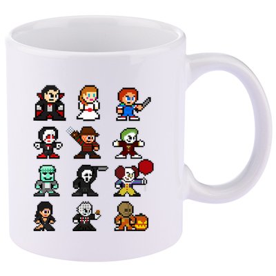Pixel Art 8bit Horror Halloween Scary Character Video Games 11oz C Handle Ceramic Mug