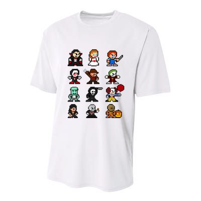 Pixel Art 8bit Horror Halloween Scary Character Video Games Youth Performance Sprint T-Shirt