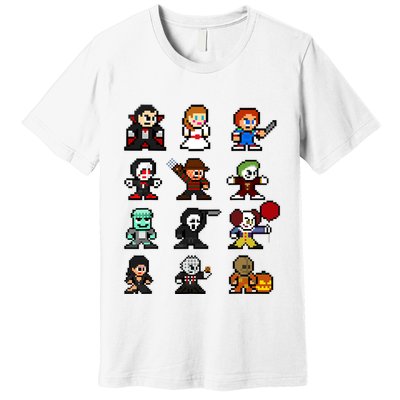 Pixel Art 8bit Horror Halloween Scary Character Video Games Premium T-Shirt