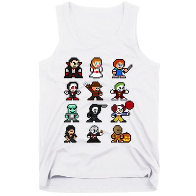 Pixel Art 8bit Horror Halloween Scary Character Video Games Tank Top
