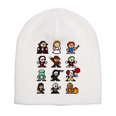 Pixel Art 8bit Horror Halloween Scary Character Video Games Short Acrylic Beanie