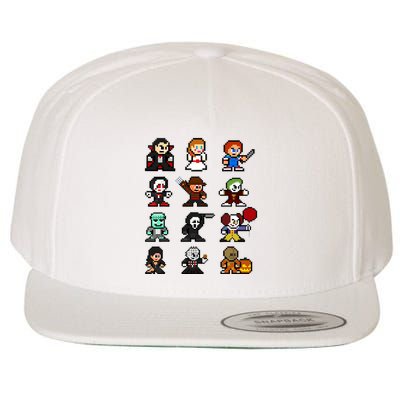 Pixel Art 8bit Horror Halloween Scary Character Video Games Wool Snapback Cap