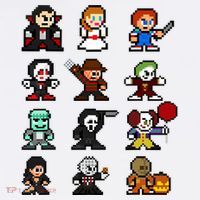 Pixel Art 8bit Horror Halloween Scary Character Video Games Wool Snapback Cap