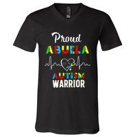 Proud Autism Abuela Autism Awareness Warrior Matching Family V-Neck T-Shirt