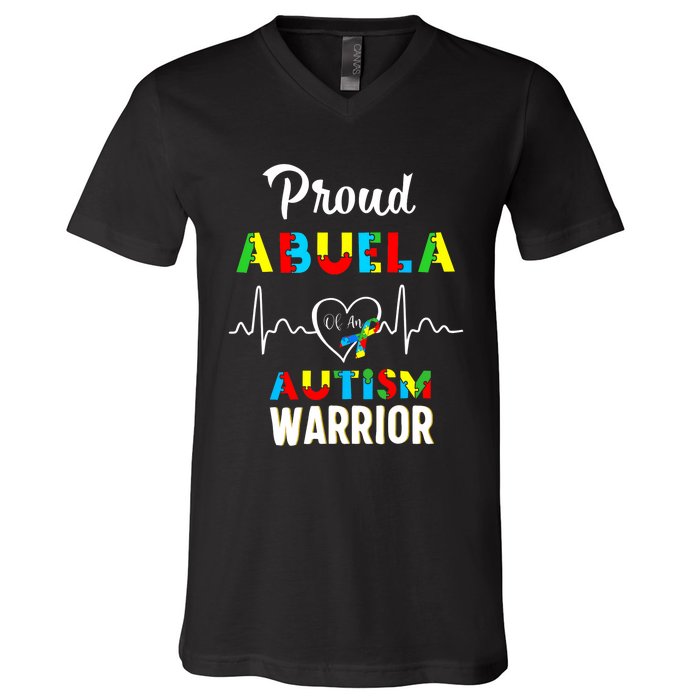 Proud Autism Abuela Autism Awareness Warrior Matching Family V-Neck T-Shirt