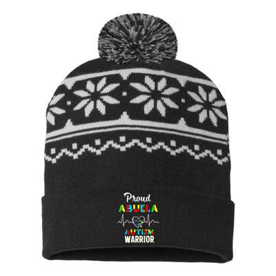 Proud Autism Abuela Autism Awareness Warrior Matching Family USA-Made Snowflake Beanie