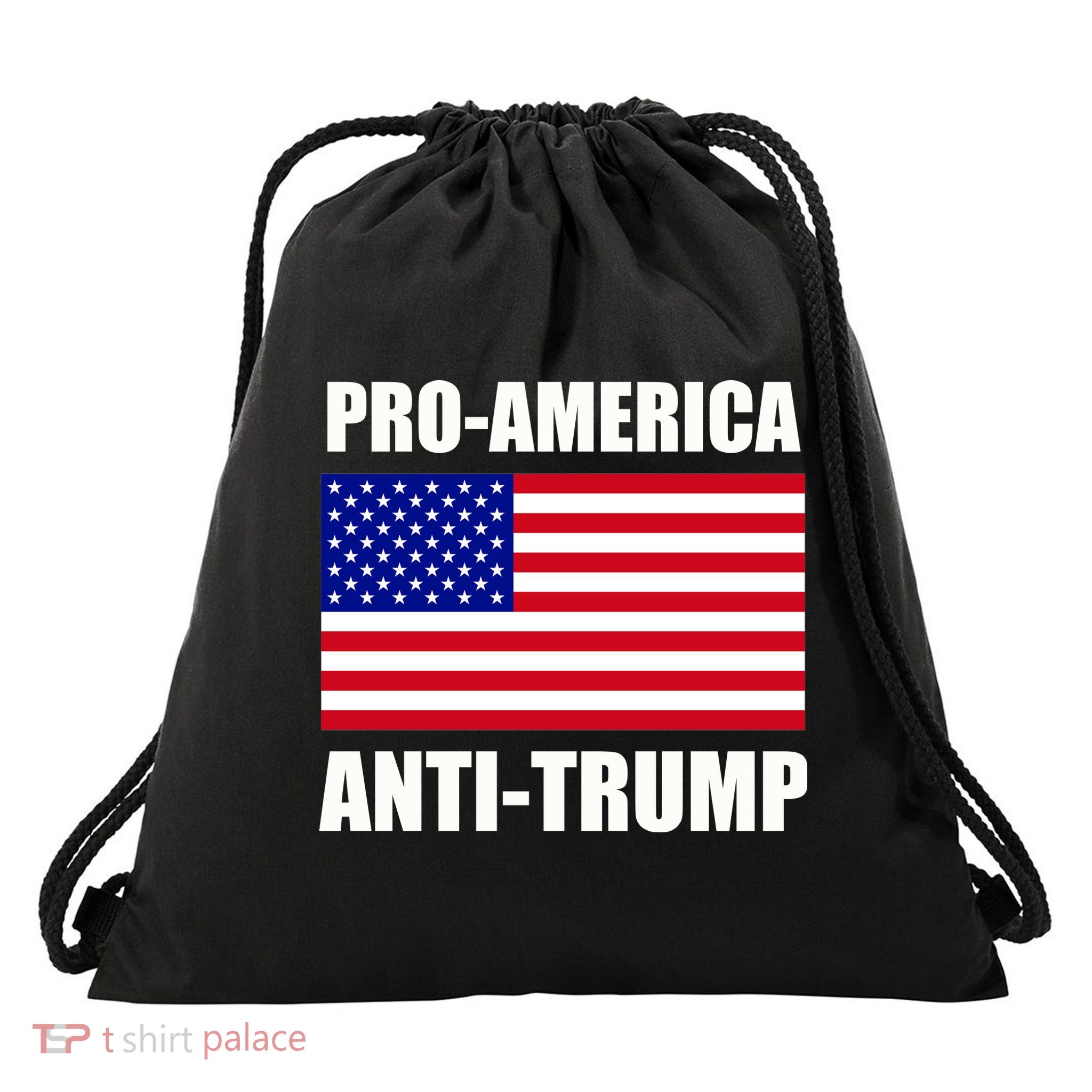 Pro America Anti Trump Drawstring Bag