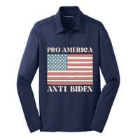 Pro America Anti Biden Silk Touch Performance Long Sleeve Polo