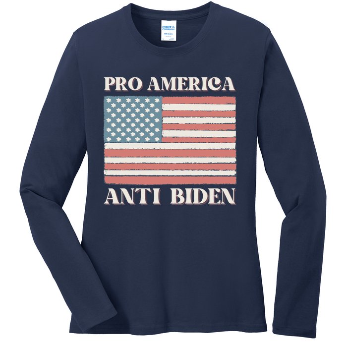 Pro America Anti Biden Ladies Long Sleeve Shirt