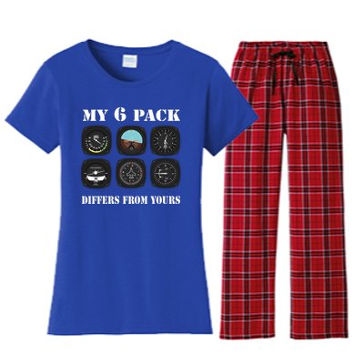 Pilot Aviator Aviation Gift Plane Six Pack Funny Gift Women's Flannel Pajama Set