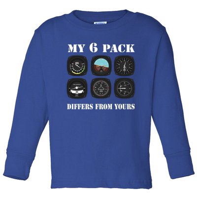 Pilot Aviator Aviation Gift Plane Six Pack Funny Gift Toddler Long Sleeve Shirt