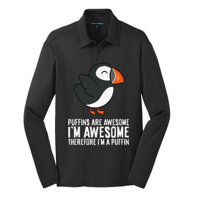 Puffins Are Awesome. I'm Awesome Therefore I'm a Puffin Silk Touch Performance Long Sleeve Polo