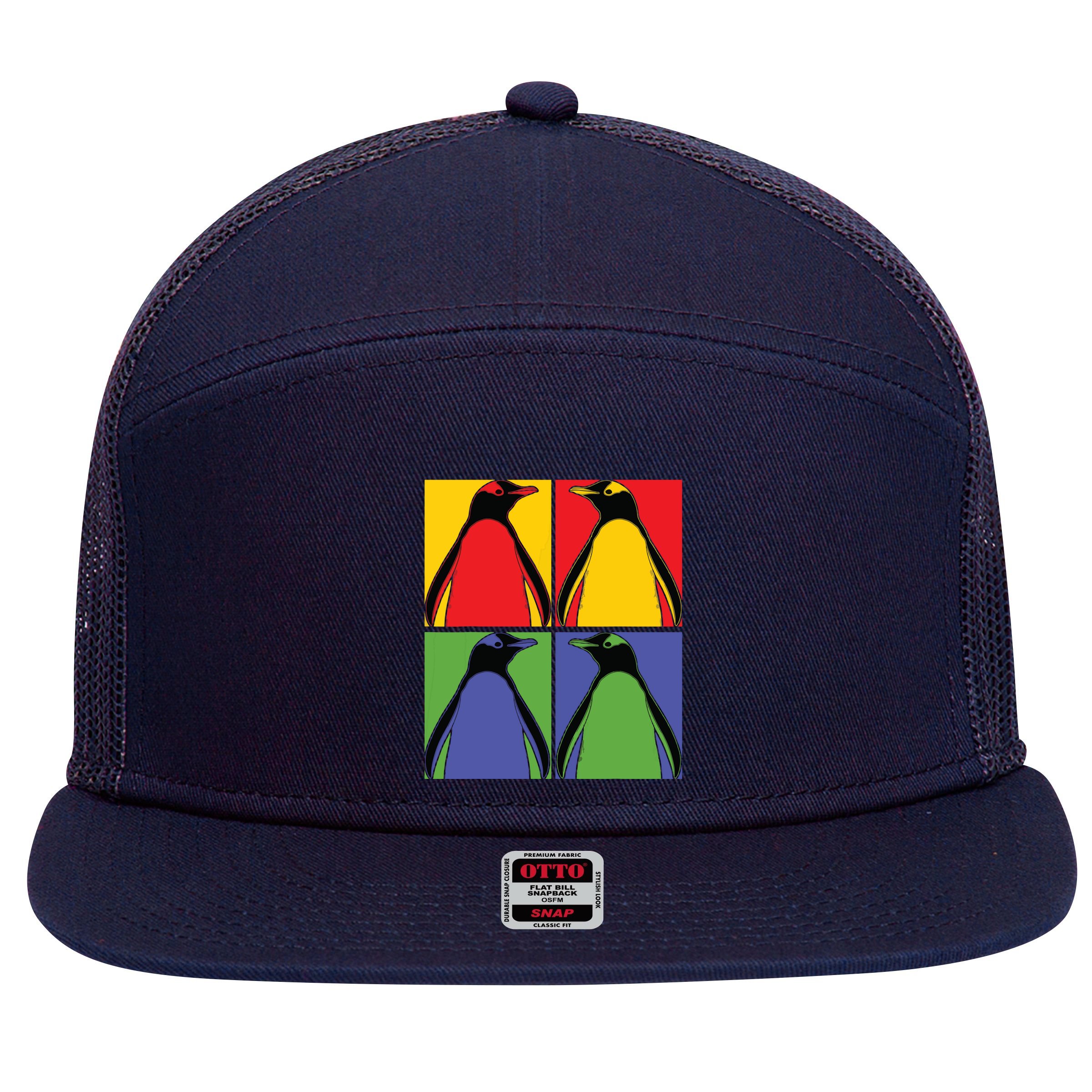 Pop Art Antarctic Animal Lover Zoo Keeper Gift Cute Penguin 7 Panel Mesh Trucker Snapback Hat