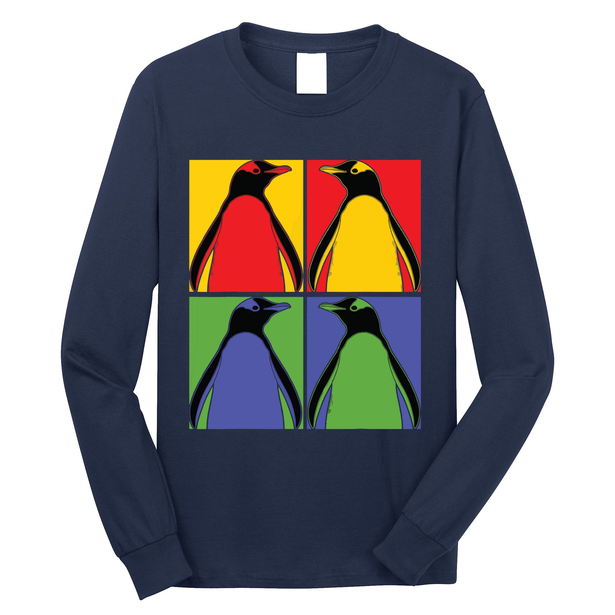 Pop Art Antarctic Animal Lover Zoo Keeper Gift Cute Penguin Long Sleeve Shirt