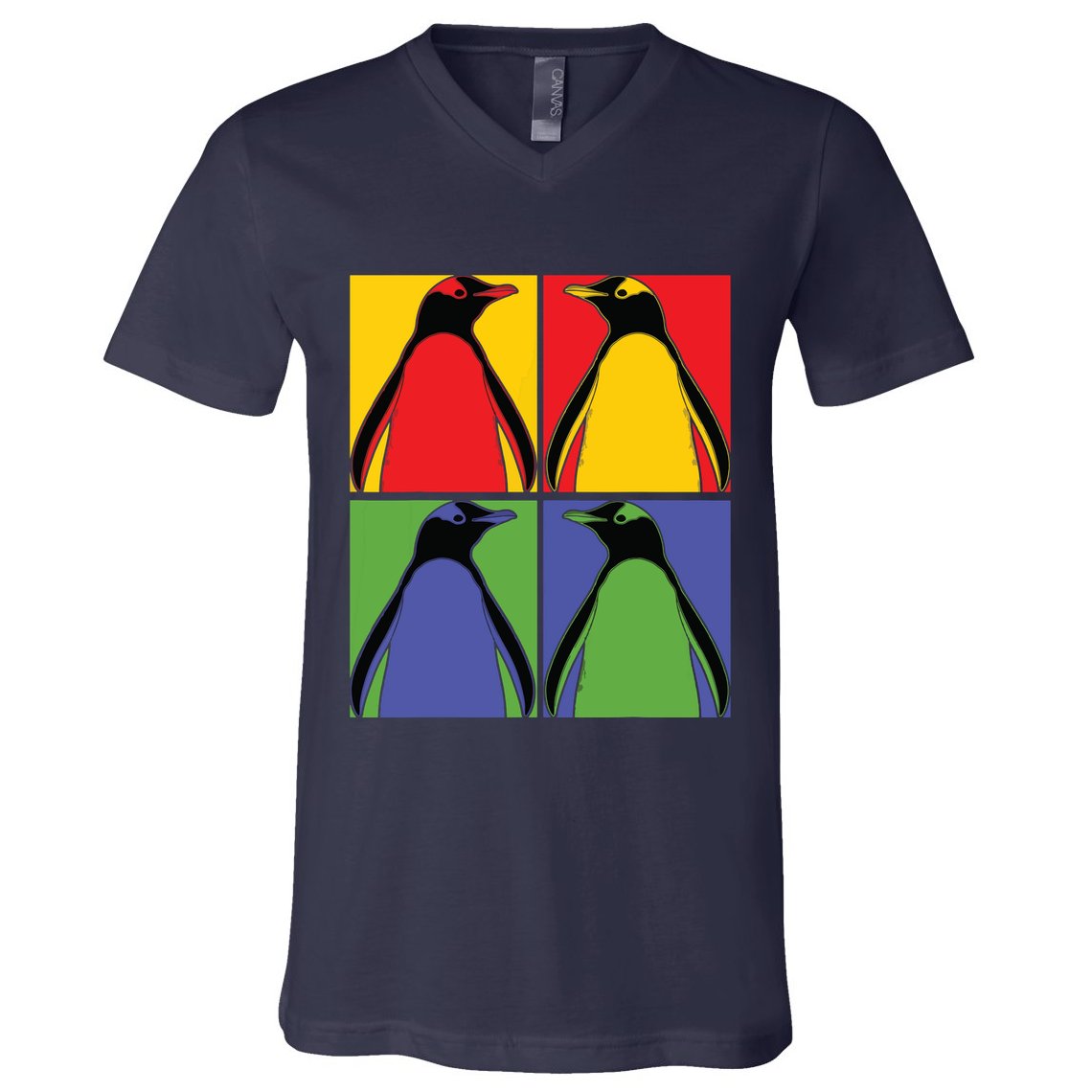 Pop Art Antarctic Animal Lover Zoo Keeper Gift Cute Penguin V-Neck T-Shirt