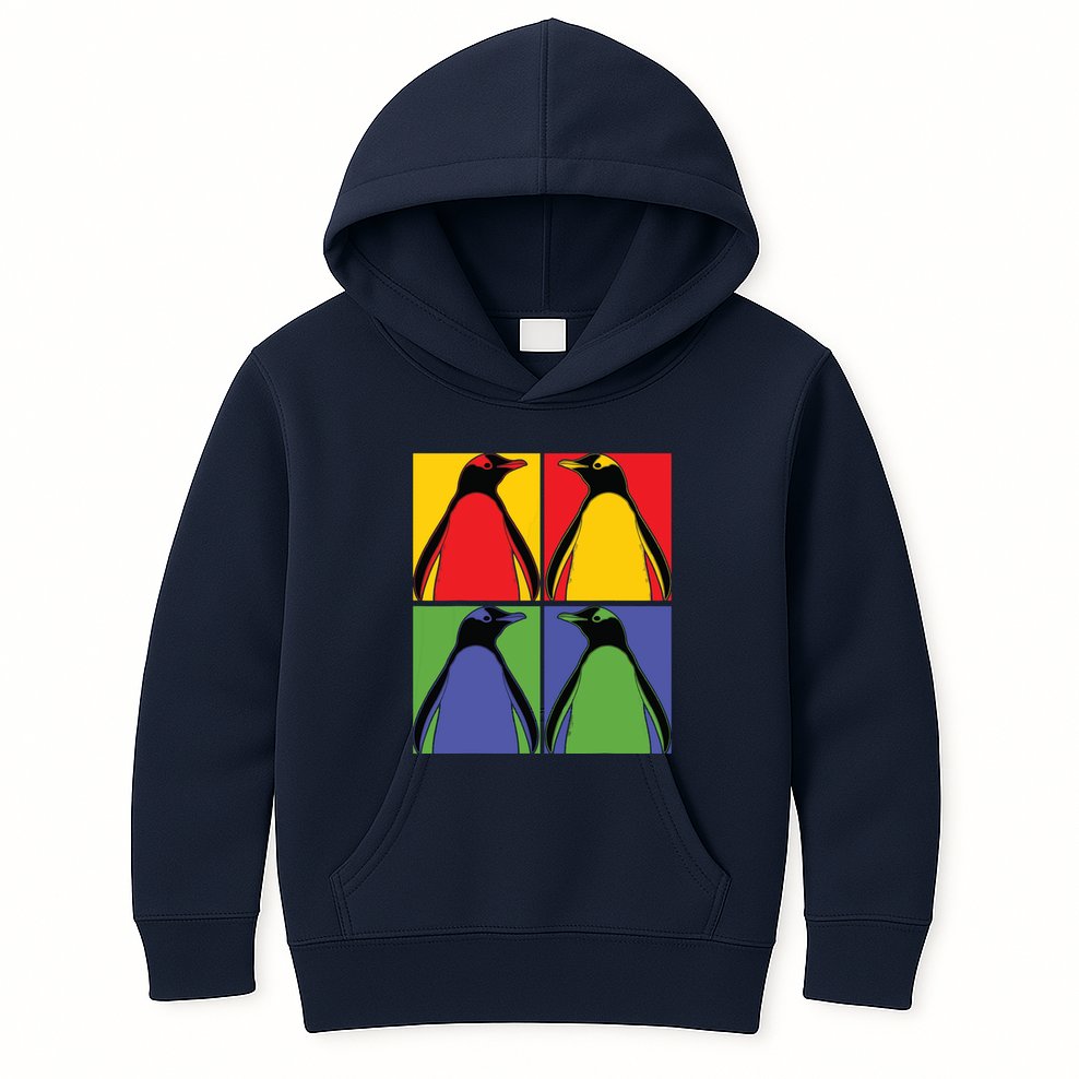 Pop Art Antarctic Animal Lover Zoo Keeper Gift Cute Penguin Kids Hoodie