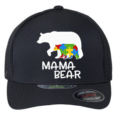 Positive Autism Awareness Support Mama Bear Autistic Mother Gift Flexfit Unipanel Trucker Cap