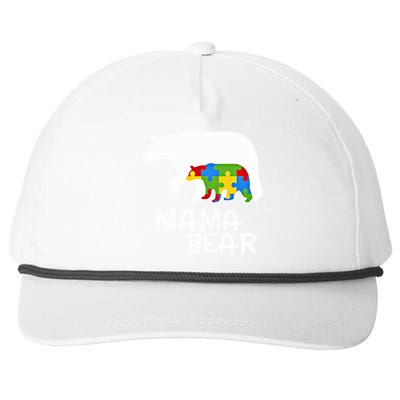 Positive Autism Awareness Support Mama Bear Autistic Mother Gift Snapback Five-Panel Rope Hat