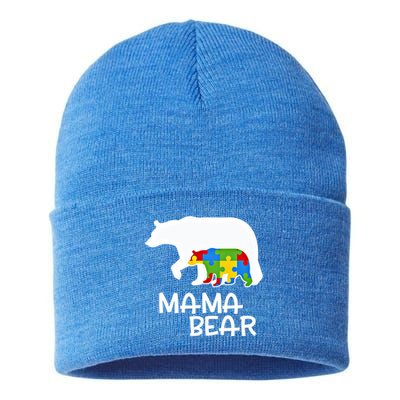 Positive Autism Awareness Support Mama Bear Autistic Mother Gift Sustainable Knit Beanie