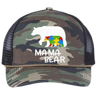 Positive Autism Awareness Support Mama Bear Autistic Mother Gift Retro Rope Trucker Hat Cap