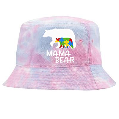 Positive Autism Awareness Support Mama Bear Autistic Mother Gift Tie-Dyed Bucket Hat