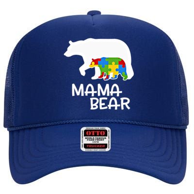 Positive Autism Awareness Support Mama Bear Autistic Mother Gift High Crown Mesh Back Trucker Hat