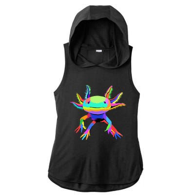 Pop Art Axolotl funny animals lover Ladies PosiCharge Tri-Blend Wicking Draft Hoodie Tank