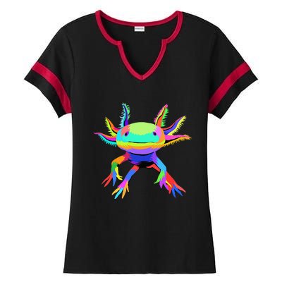 Pop Art Axolotl funny animals lover Ladies Halftime Notch Neck Tee