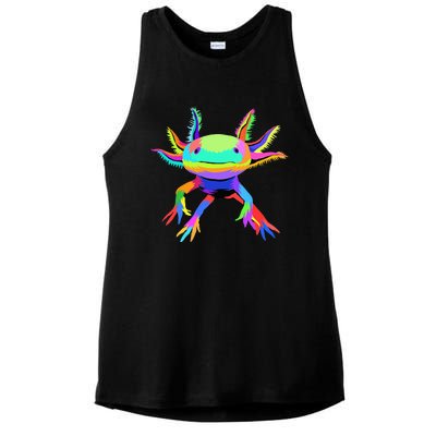 Pop Art Axolotl funny animals lover Ladies PosiCharge Tri-Blend Wicking Tank