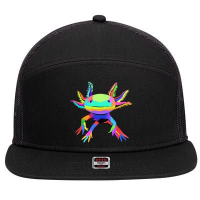 Pop Art Axolotl funny animals lover 7 Panel Mesh Trucker Snapback Hat