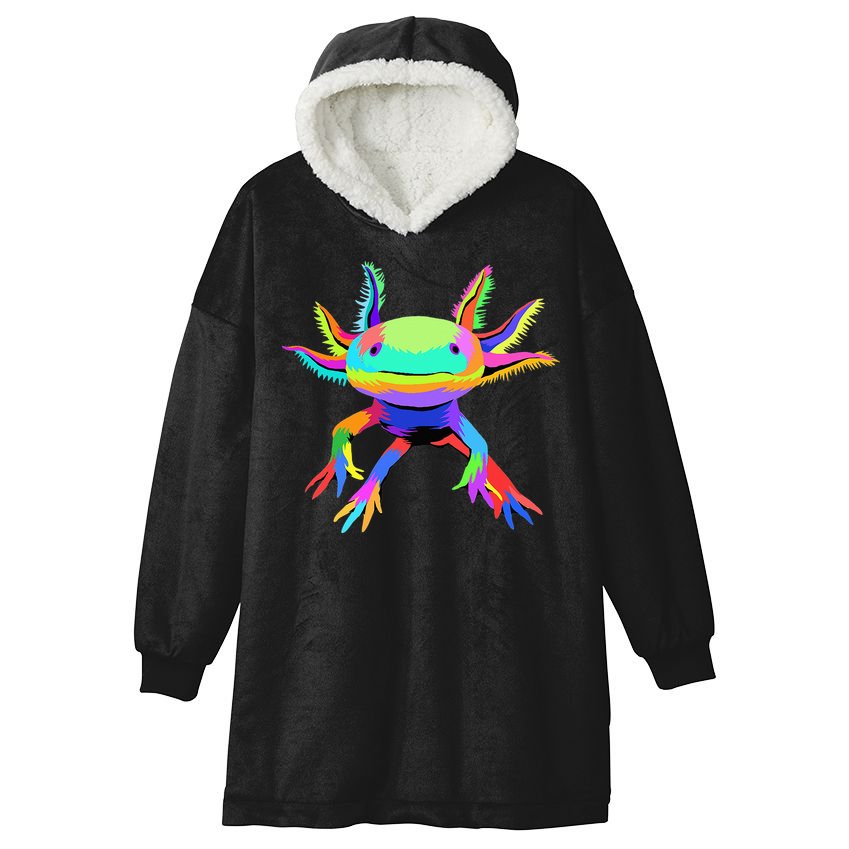 Pop Art Axolotl funny animals lover Hooded Wearable Blanket
