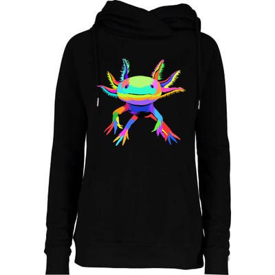 Pop Art Axolotl funny animals lover Womens Funnel Neck Pullover Hood