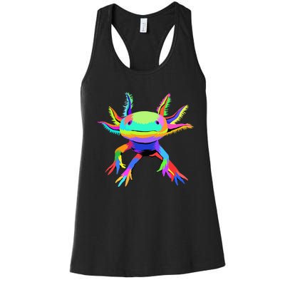 Pop Art Axolotl funny animals lover Women's Racerback Tank