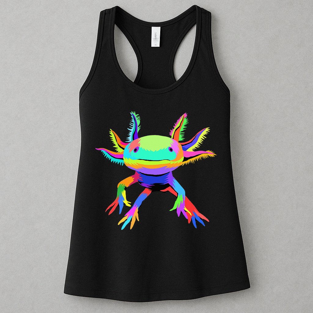 Pop Art Axolotl funny animals lover Womens Tank Top